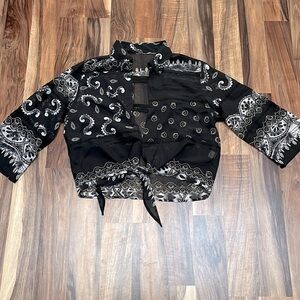 Sheer cropped cover up layering piece